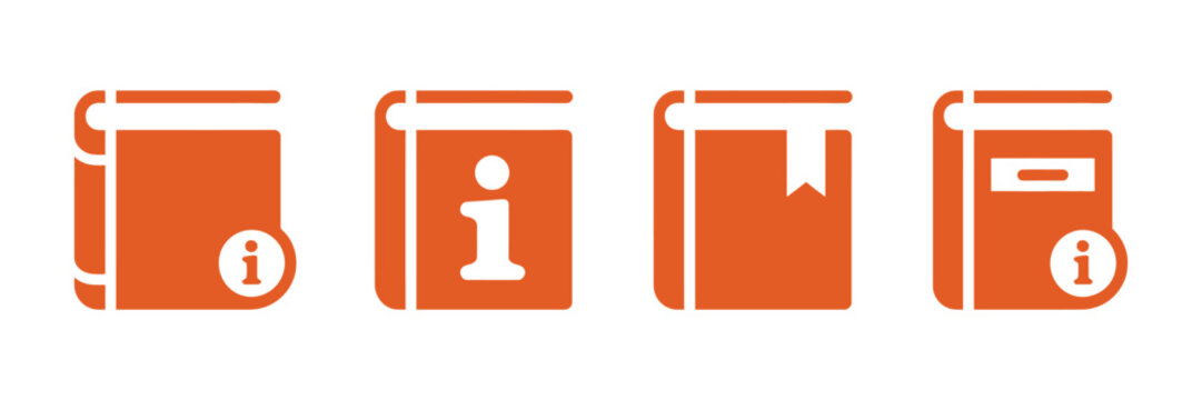 Book information icon set illustration for education knowledge reading library study and academic information design concept