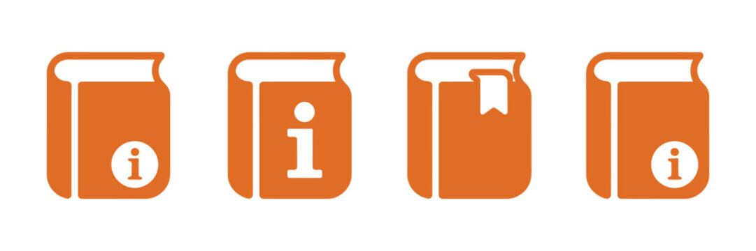 Book information icon set illustration for education knowledge library reading and learning resource design concept