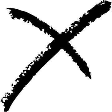 Hand-drawn textured X mark symbol, a versatile chalk pack element for various design projects and graphic representations, available on adobe stock