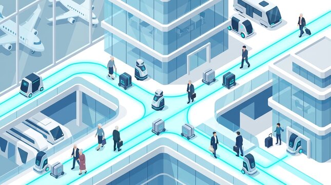 Futuristic Smart Airport With Autonomous Robots And Physical AI