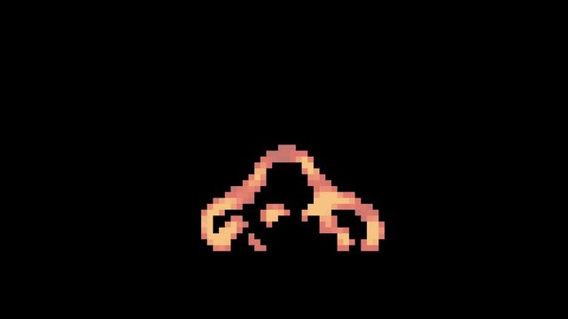 bomb flame explosion effect loop animation in pixel art style with black screen background