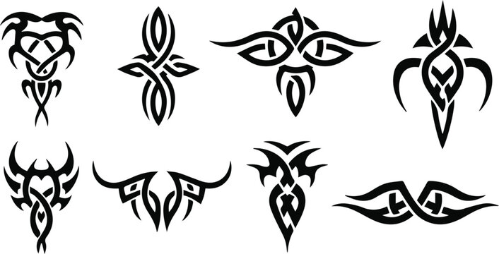 Flame and wave tattoo motifs for chest and back placement