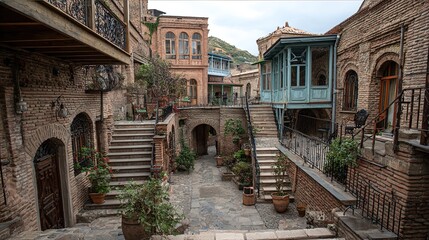 Fototapeta premium Abanotubani ancient district, Tbilisi old town --ar 16:9 --v 7 Job ID: b6f31095-e7de-4c93-81d8-b2d4950f1eea