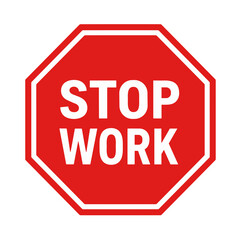 Obraz premium Stop Work Safety Sign PNG. Red Octagon Warning Symbol. Industrial Stop Work Icon Design. 