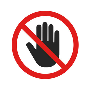 No Entry Stop Work Symbol. Safety Hand Warning Icon. Restricted Area Stop Work Sign.