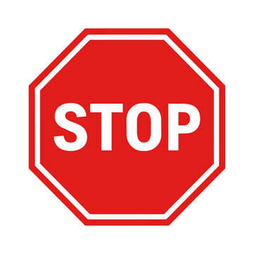 Red stop sign with white letters isolated on transparent background. 