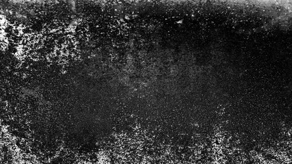 錆や砂、劣化・風化などでダメージを受けた石やコンクリートの壁などの、ざらざらした表面のイメージのグランジな画像素材　背景・テクスチャー・オーバーレイ　16:9・8K UHDサイズ（7680 x 4320）　透過・半透明PNG／JPEG（白黒・グレー）　黒・ブラック © regolith