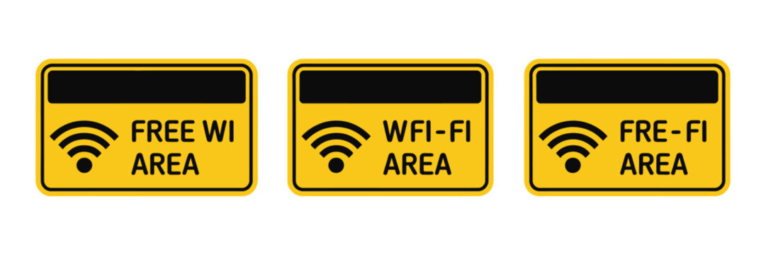 Free wifi area label sign icon illustration for wireless internet access hotspot connection and communication service design