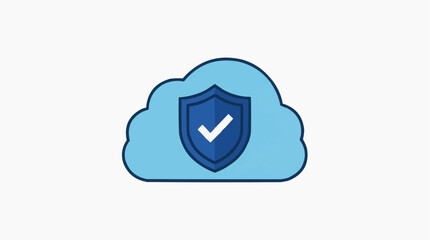 Fototapeta premium Cloud Data Protection: A symbolic representation of secure cloud storage, this image showcases a shield emblem overlaid with a checkmark, nestled within a cloud formation.