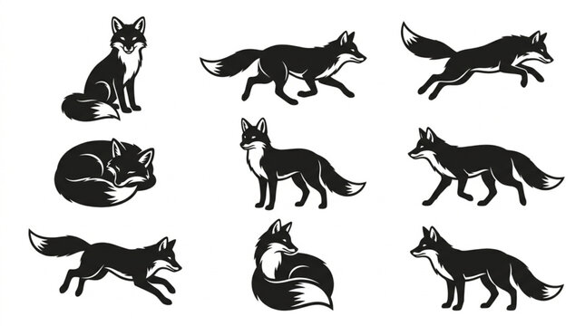 Collection of Fox Silhouette Illustrations.