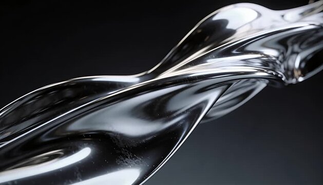 Abstract metal liquid metal reflective surface chrome texture silver wave fluid shape metallic sculpture modern design smooth curve 3d render flows fluid motion dynamic curve design with modern