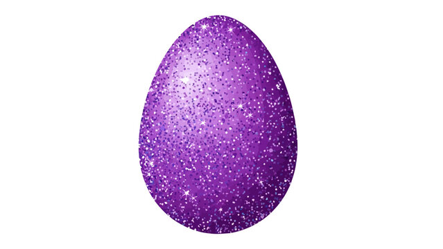 Single glittery purple Easter egg centered on a white background