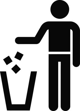 Keep clean icon featuring do not litter sign and man with recycling symbol for waste management and environmental care concept design