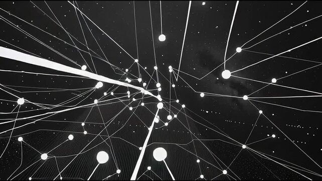 Abstract black background with Colorful circle lines. Digital future technology . Abstract business connection of lines from nodes innovation of communication in the network.