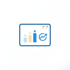 Fototapeta premium Business Analytics Dashboard Icon with Rising Bar Charts, Financial Performance and Data Monitoring Concept