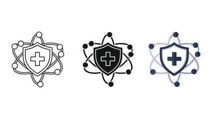 Medical shield with atom structure vector illustration set © Zexo