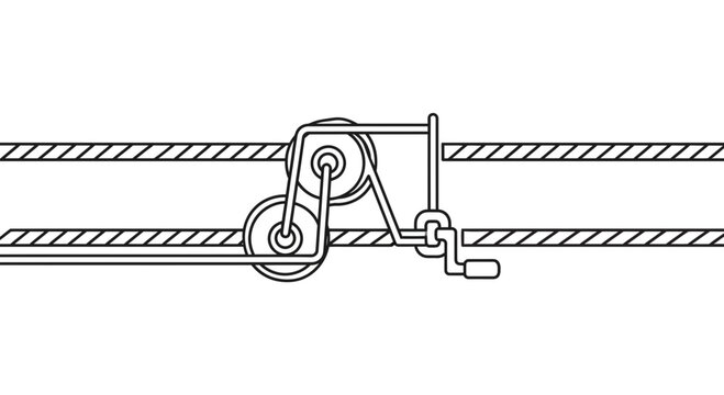 Wire Tensioner Pulley System with Crank Handle on Parallel Wires
