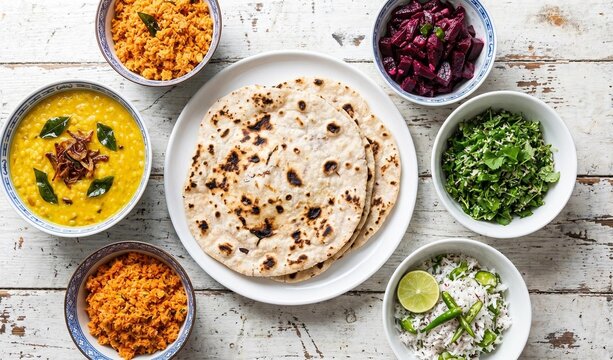 Sri Lankan Coconut Pol Roti with Dhal and Coconut Sambol