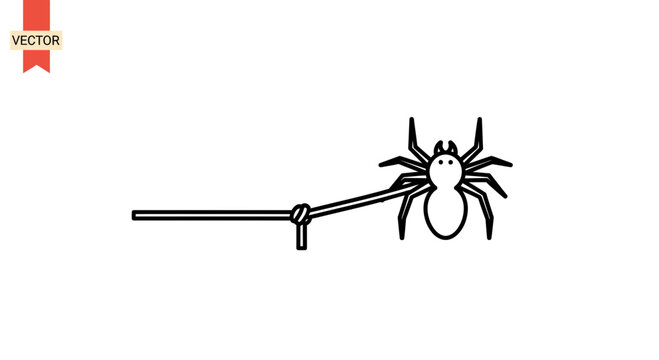 Spider on a Stick - Halloween Decoration or Toy, Vector Illustration