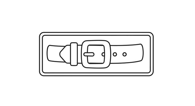 Simple line drawing of a belt with a buckle, isolated on white background