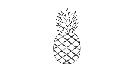 Obraz premium Simple Line Drawing of a Pineapple on a White Background