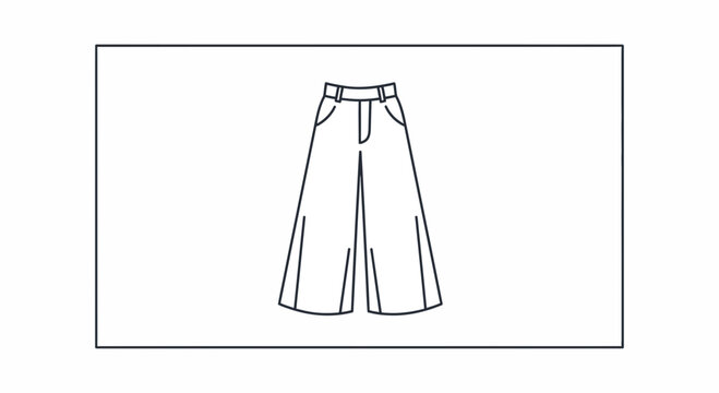 Fashion illustration of wide leg culottes pants, fashion sketch, vector drawing.