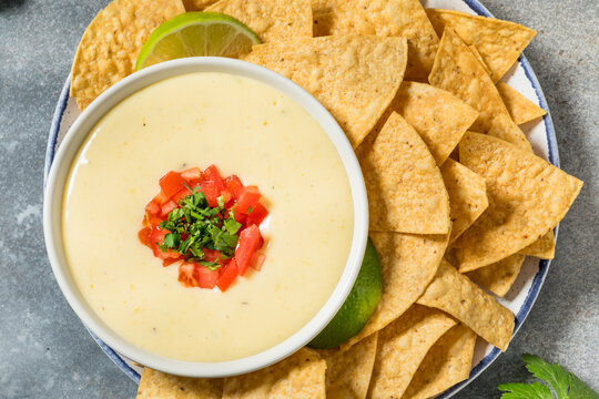 Homemade Mexican Cheese Queso with Tortilla Chips