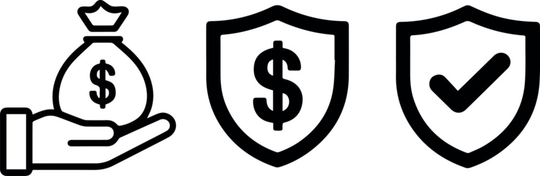 Hand holding money bag payment and funding icon