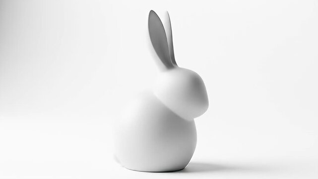 Matte gray bunny with long ears, soft shadows, clean lines, minimal style