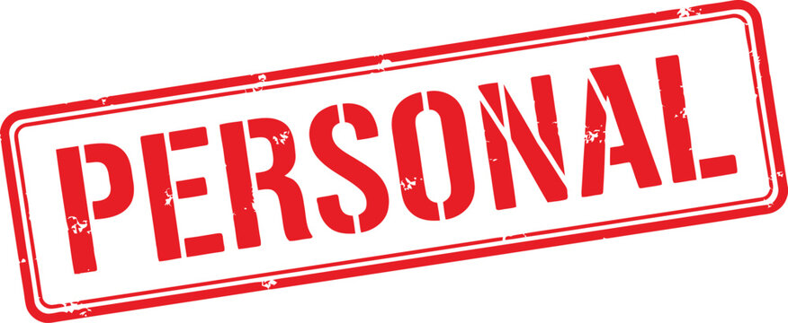 Red grunge stamp "personal" text with beveled edges personal distressed illustration isolated