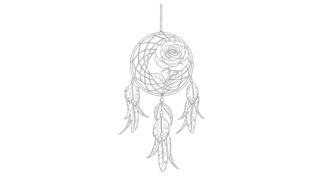 Dreamcatcher with feathers hanging down.