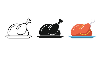 Roasted chicken on plate vector illustration set © ASHRAFUR 