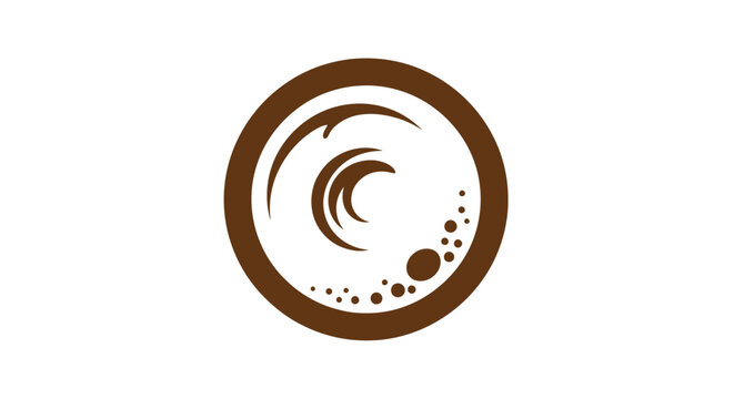 Brown Coffee Bean Circular Logo Design.