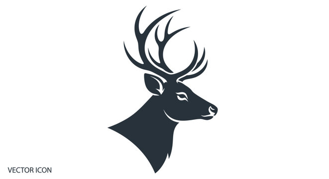 Deer Head with Large Antlers Side.