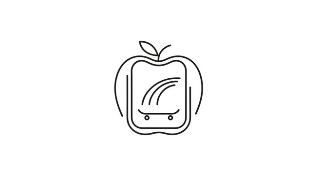 Creative Apple Logo with Skateboard and Rainbow Lines - Education and Fun Concept
