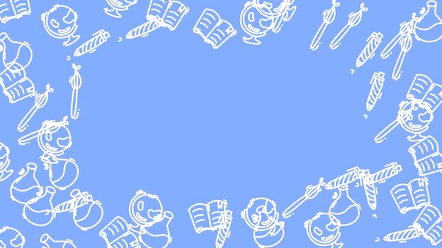 Education and Science Icons Pattern Loop 4k Blue Background