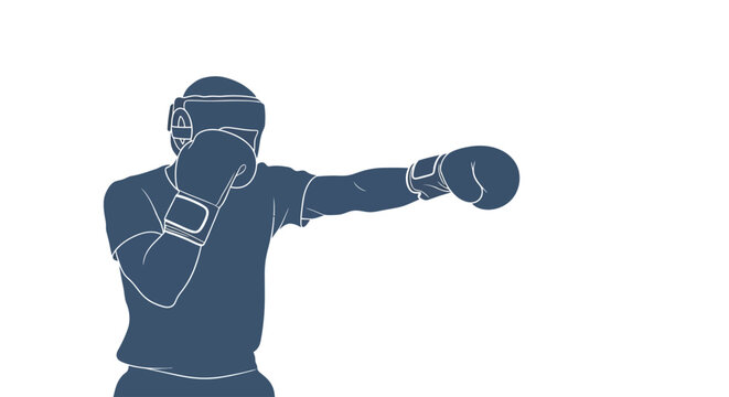Boxer in fighting stance throwing punch.