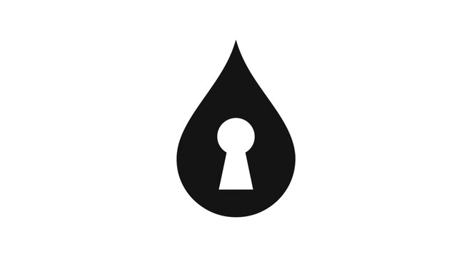 Black teardrop shaped keyhole icon.