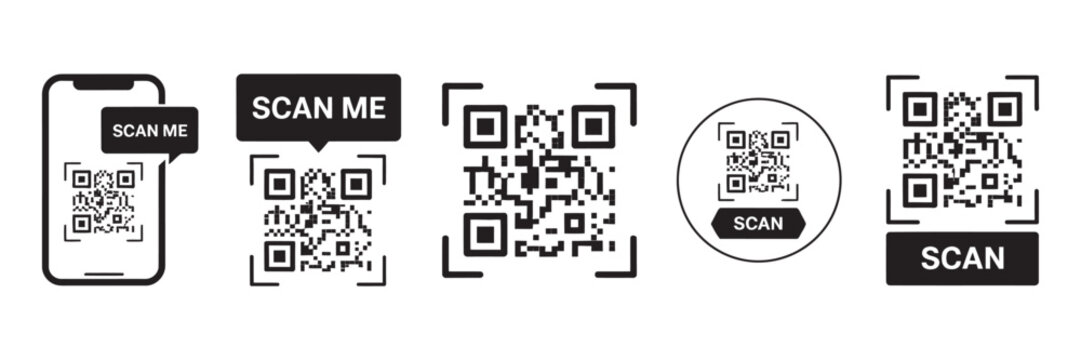 QR code scan vector smartphone scanner symbols