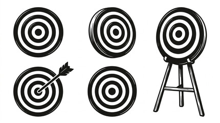 Bullseye targets with arrow hitting one. © Minatullohilmalikil