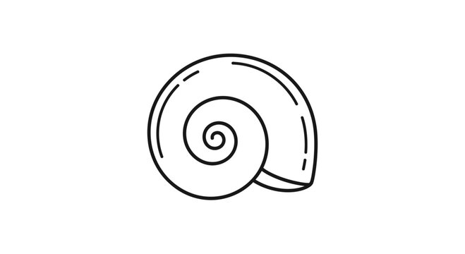 Simple Line Drawing of a Snail Shell, Spiral Shape, Minimalist Icon