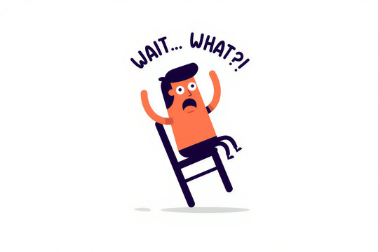 Shocked Man Falling Off Chair, Expressing Surprise and Disbelief with Text