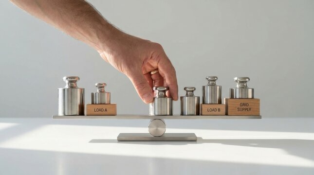 A person placing a piece of wood into a balance scale to balance system loads and ensure stability