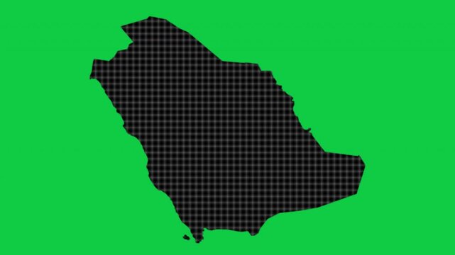 Saudi Arabia black cells effect map pop animation green background