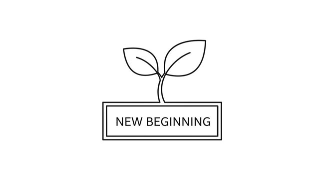 New Beginning Concept: Sprout Growing from Text Box, Symbolizing Growth and Fresh Start