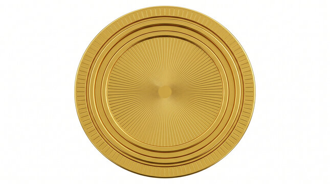 Golden coin, shiny gold disc, metal token, circular currency