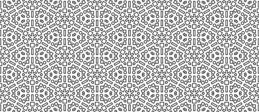 Seamless Abstract Geometric Monochrome Style Pattern Background