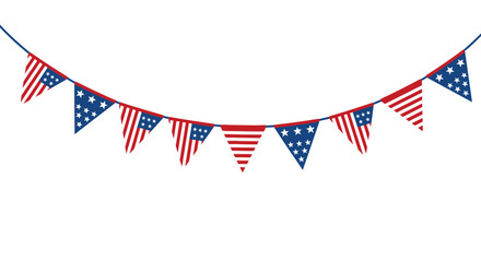 Obraz premium American flag bunting garland, patriotic celebration decoration, red white blue