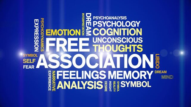 Free Association animated word cloud-text design animation tag kinetic typography seamless loop.