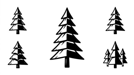 Obraz premium Black Pine Tree Silhouette Graphic Design.
